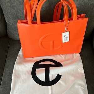 brand new orange telfar medium shopping bag with tags!